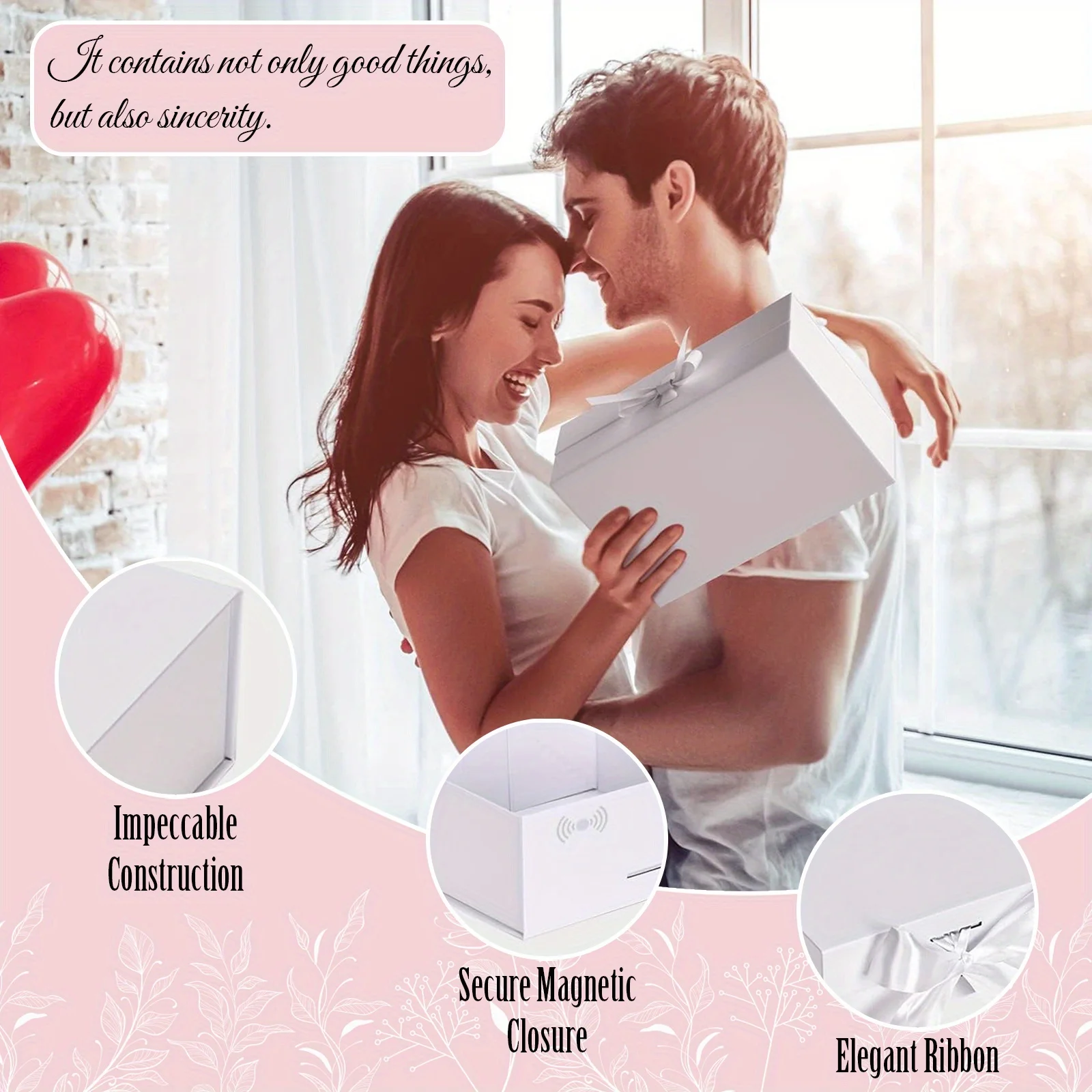 10-1Pcs Magnetic Closure Gift Packaging Box with Ribbon | Collapsible Box with Lid for Wedding Gift Wrap, Bridesmaid Proposal, Birthday, Party Favor | Reusable Magnetic Foldable Box - 图片 5