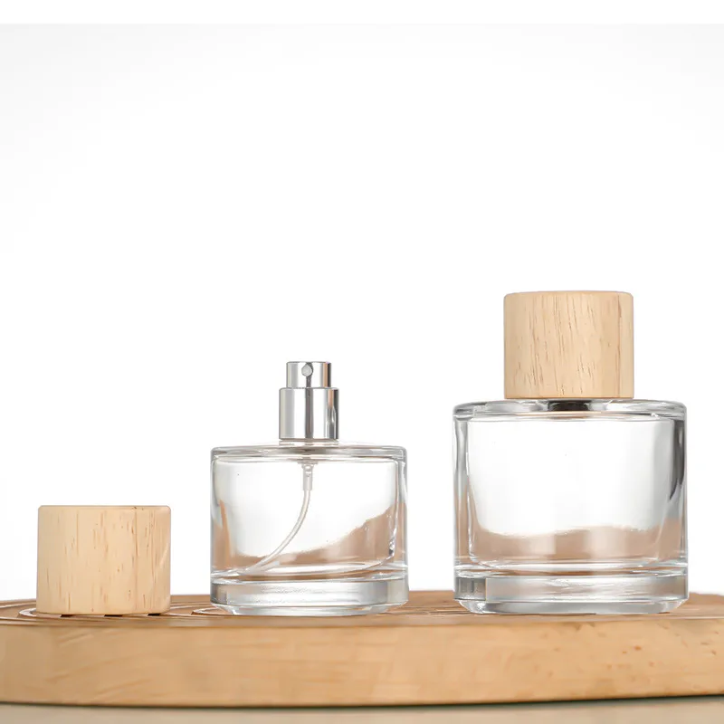10pcs Transparent Glass Perfume Bottles with Wooden Cap – Empty 30ml 50ml 100ml Bayonet-Style Spray Atomizer Containers for Cologne, Fragrance, Essential Oils, and Cosmetic Packaging - 图片 4