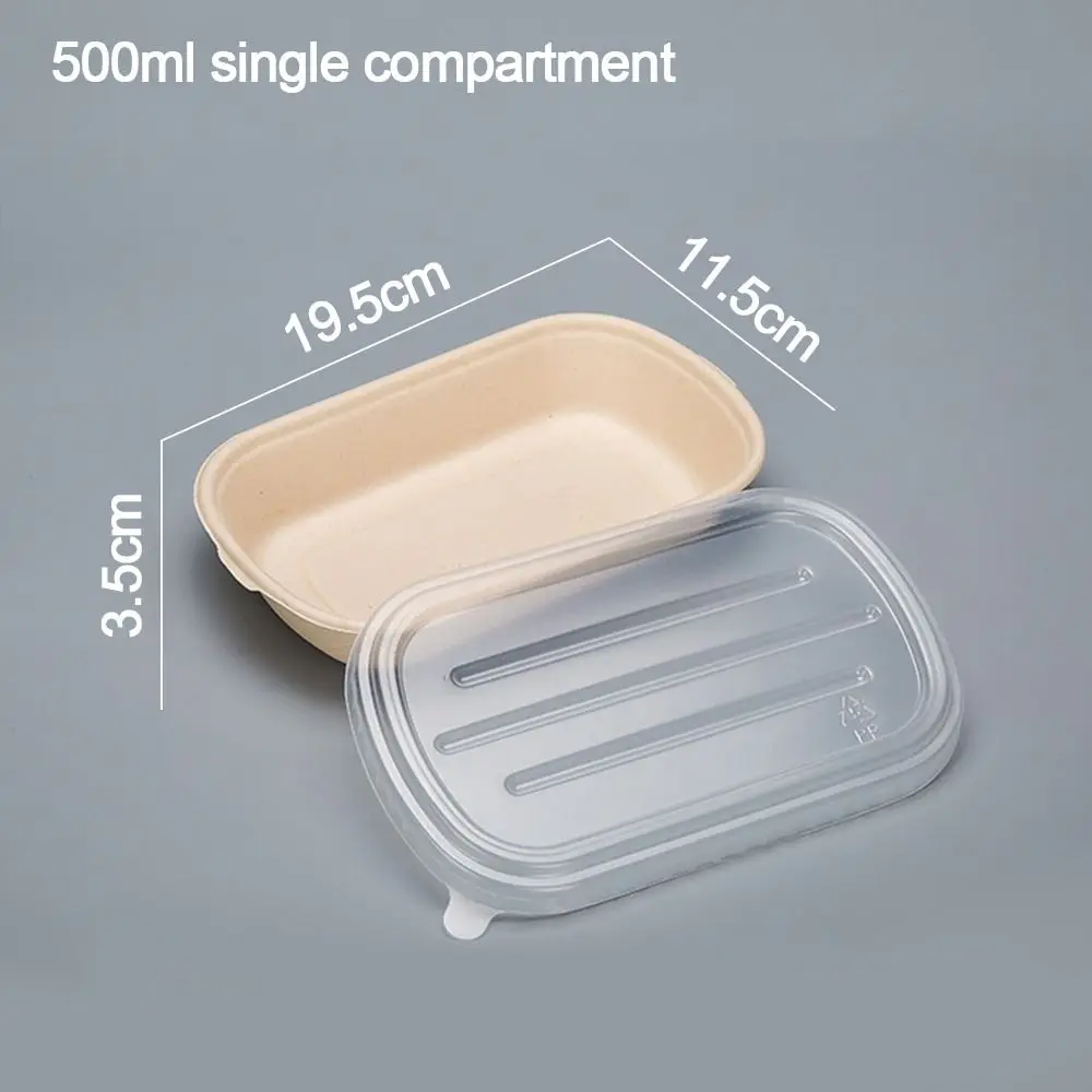 500ml 700ml 850ml 1000ml Disposable Paper Food Containers with Lids, Eco-Friendly Pulp Salad Lunch Box, Oil-Proof Takeout Bento Box for Hot Cold Meals, Recyclable Degradable To-Go Packaging 2