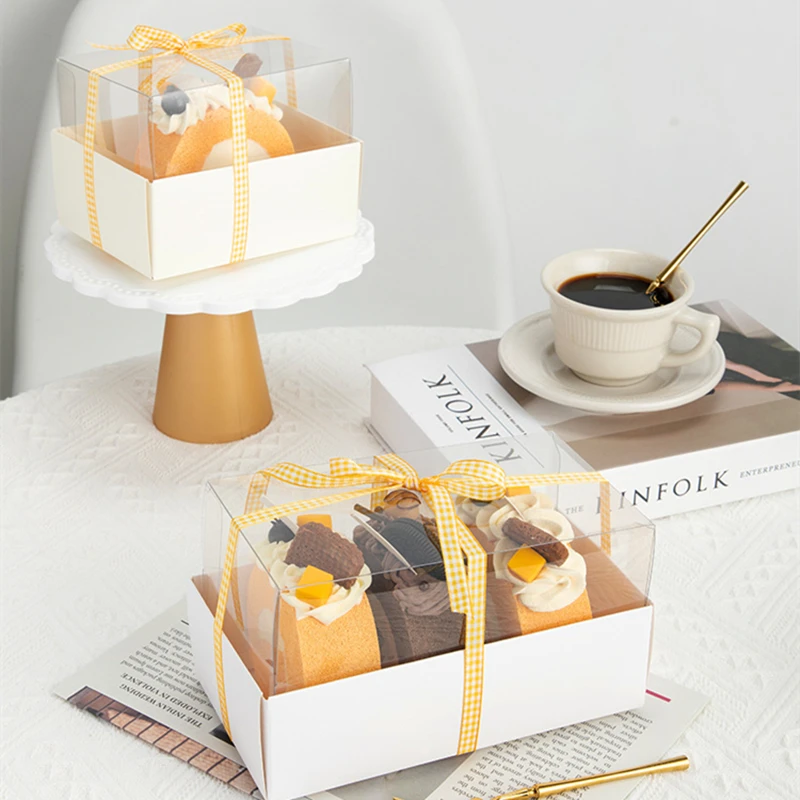 10pcs Transparent Plastic Cake Boxes for Macarons, Swiss Roll, Desserts, Candy, Jewelry, Handmade Soap, Party Favors, Wedding Gifts, Kitchen Baking Accessories, Easy to Use, Durable, Lightweight Packaging Containers 2