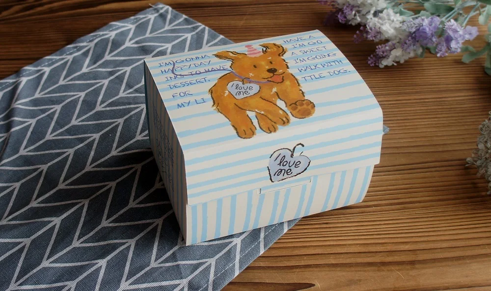 10 Pcs Blue Dog Bear Doll Paper Boxes 15.5×10×12cm for Wedding Birthday Valentine’s Day Chocolate Cookies Candy Macaron Packaging Food Safe Kraft Paper Gift Boxes 14