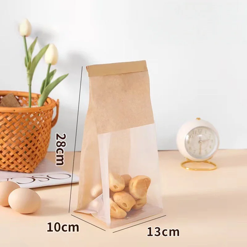 20pcs Kraft Bakery Bags with Clear Window, Reclosable Zipper or Self-Seal Closure, Stand-Up Paper Bags for Bread, Cookies, Pastries, Candy, Café Takeout, Home Baking, Party Packaging - 图片 8
