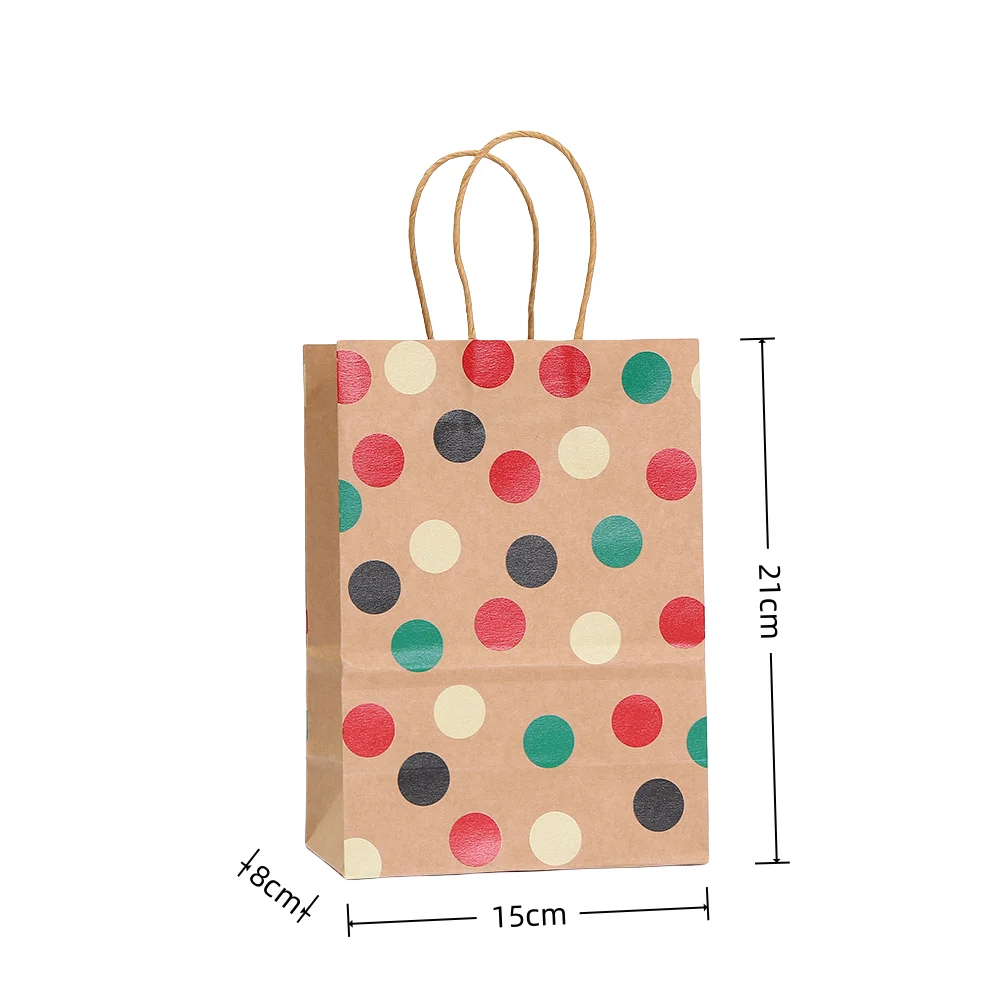 2025 New Polka Dot Kraft Paper Gift Bags, Reusable Eco-Friendly Tote Bags with Twisted Handles for Birthday Party Favors, Boutique Packaging, Holiday Gifting, Craft Fairs, Stylish Durable Designer Bags