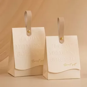 10Pcs Beige Paper Gift Bags, Small Wedding Favor and Souvenir Bags for Candy, Jewelry, Birthday Party, Guest Gifts, DIY Packaging, and Organizer for Home or Events