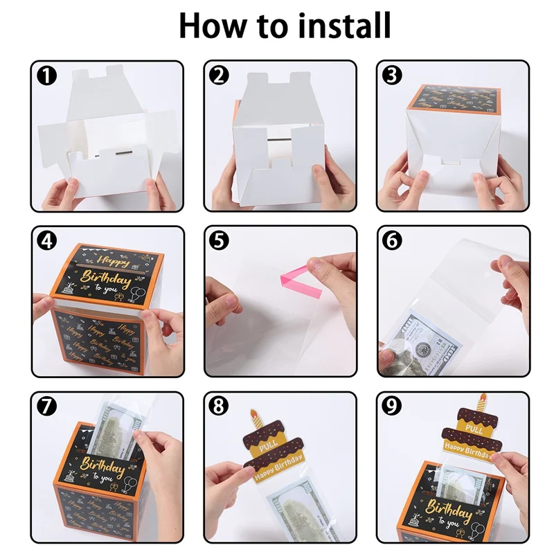 Birthday Money Gift Boxes with Pull-Out Happy Birthday Card, Fun Cash Surprise Packaging for Kids and Adults, Creative Party Favor Box for Birthday Celebrations, Durable and Reusable Paper Boxes 29