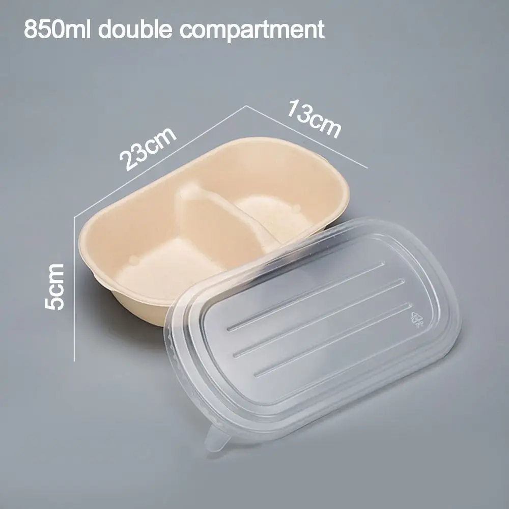 Eco-Friendly Paper Light Food Boxes 500ml/700ml/850ml/1000ml, Biodegradable Disposable Divided Salad Takeout Containers, Leak-Proof Lunch Bento Box for Hot & Cold Food, Picnic, Catering & Meal Prep - 图片 3
