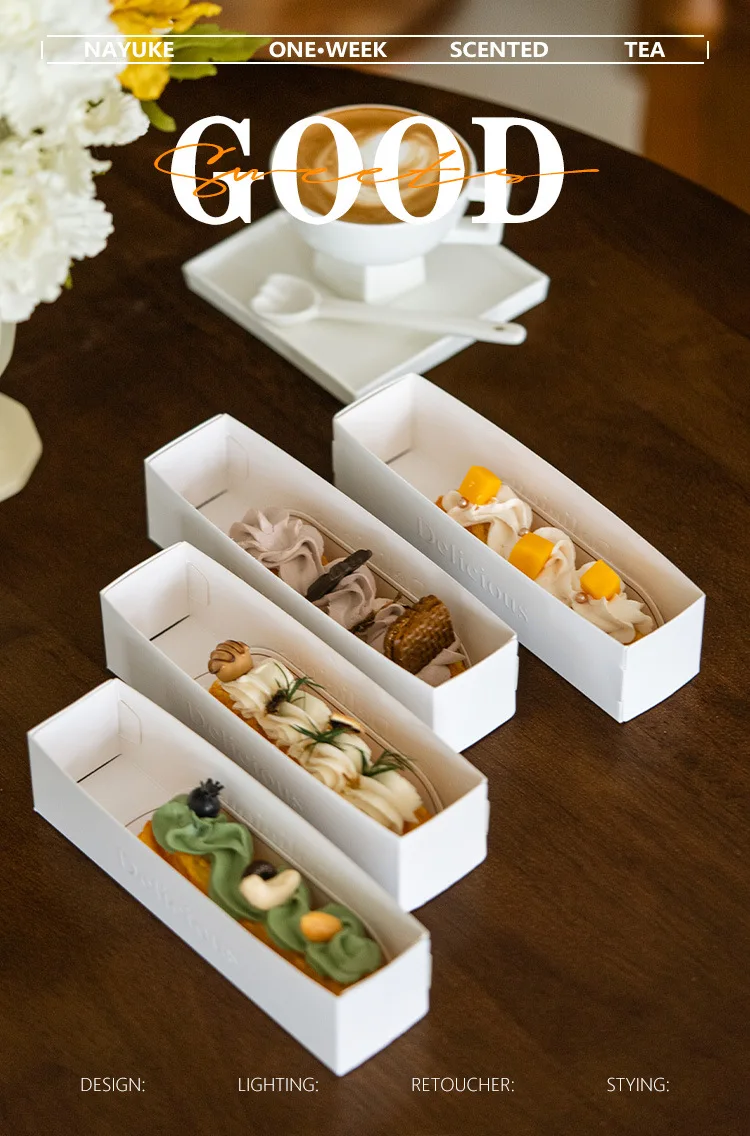 50PCS Rectangle French Napoleon Mousse Boxes, DIY Mini Cake Packaging, Waterproof and Oilproof Dessert Containers for Bakery, Pastry, Pudding, Chocolate, Takeout, Party and Home Use 1