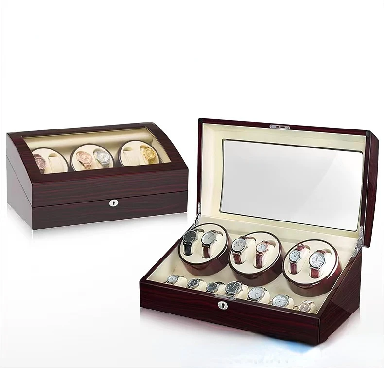 Luxury Automatic Watch Winder Storage Box with LED Light and Lock, 13-Slot Organizer Featuring 6 Rotating Winders and 7 Compartments, Quiet Motor Display Case for Men & Women Mechanical and Automatic Watches 1