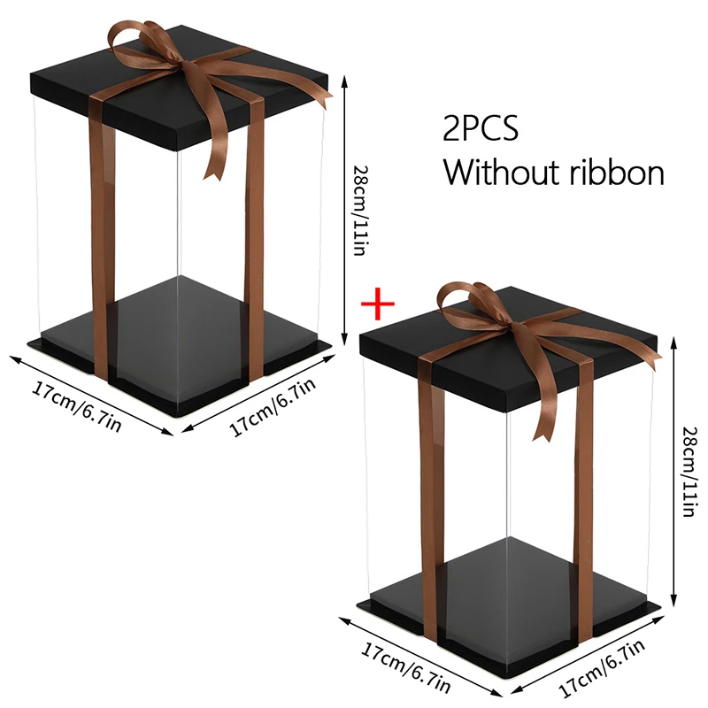 Transparent Gift Box Clear Plastic Cake Box Candy Storage Container, Dessert Present Organizer for Wedding, Birthday, Party, Food-Safe Display, DIY Baking, Transparent/Black - 图片 25