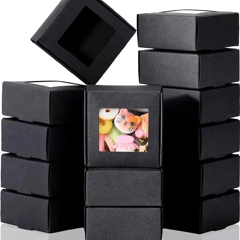 10/30/50pcs Mini Kraft Paper Soap Gift Boxes with Clear Window, Small Packaging Case for Handmade Soap, Baking Candy, Chocolate, Jewelry Display, Wedding Party Favor, Baby Shower Gift Wrapping Supplies - 图片 8