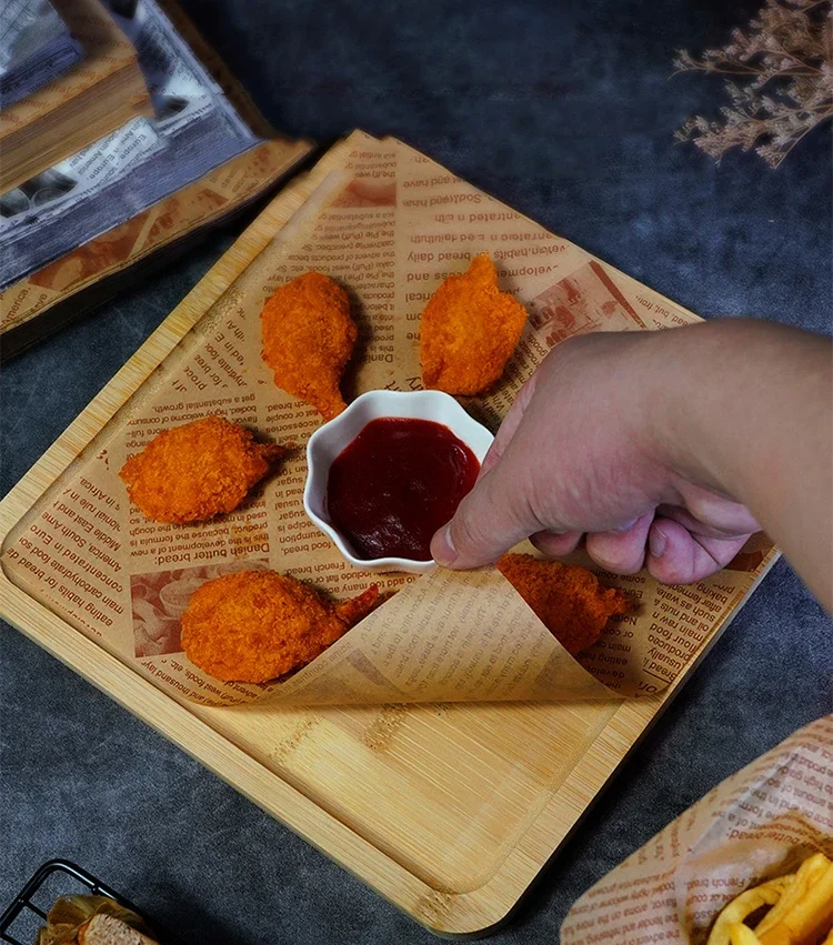 50PCS Greaseproof Wax Food Wrapping Paper 20x30cm for Burgers, Sandwiches, French Fries, Bread, Snacks, and Bakery Use – Tear-Resistant, Oil-Proof Deli Liners for Restaurant, Café, and Kitchen Food Packaging 2