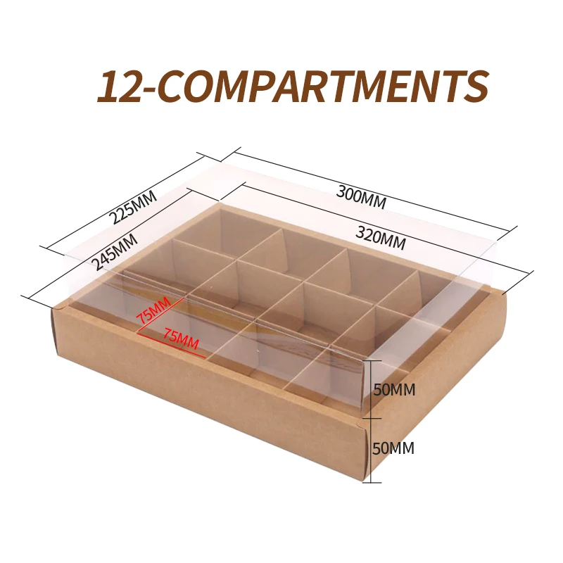 Gold Foil Embossed Multi-Lattice Cupcake Box Hard Dessert Packaging for Cookies, Cakes, Macarons, Snacks, Weddings, Parties, Bakery Takeaway, Custom Logo, Pattern, Size, Material, 2/4/6/9 Divider Options - 图片 6