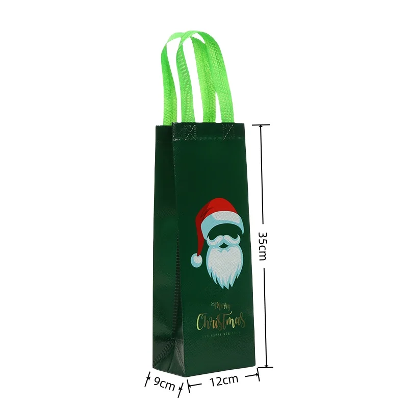 12pcs Christmas Non-woven Tote Bags for Red Wine Packaging Gift Reusable Waterproof Fabric Handbag Pouch Party Favors Custom Logo Available Durable Holiday Gift Storage - 图片 6