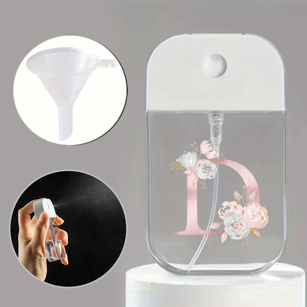 Portable Mini Spray Bottle with Funnel – Refillable Pink Flower and Letter Pattern Container for Perfume, Alcohol, Hand Sanitizer, Liquid Sub-Packaging, Travel-Friendly Cosmetic Sprayer - 图片 7