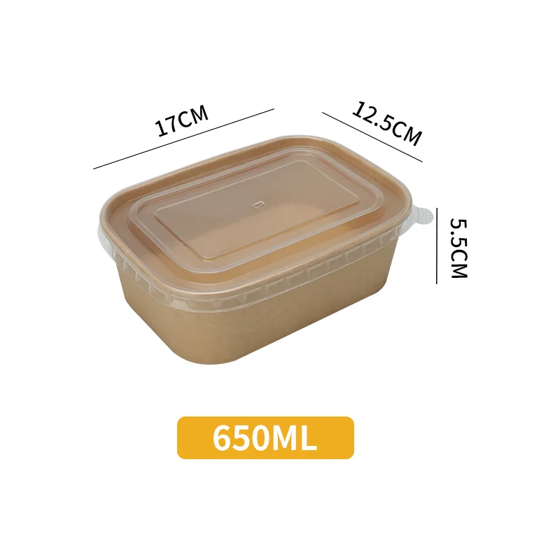 25PCS Kraft Paper Square Food Bowls with Clear Lids 500/650/750/1000ML Disposable Lunch Box Containers for Takeout Soup Salad Noodles Party Picnic Meal Prep - 图片 8