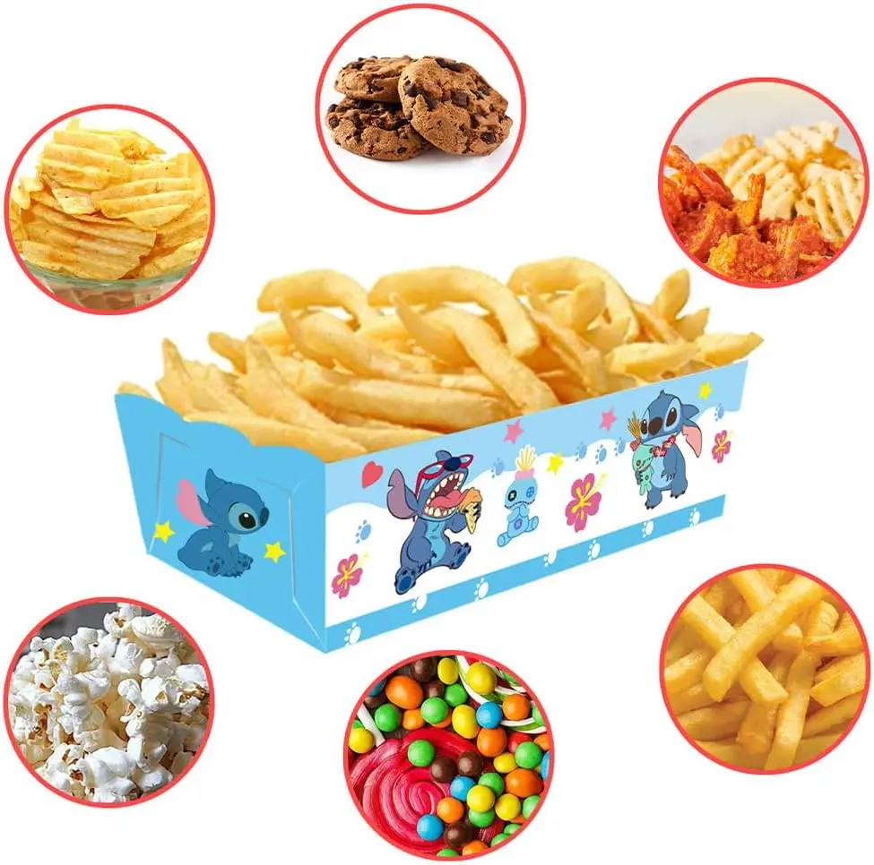 Lilo & Stitch Disposable Paper Food Trays Popcorn Candy Snack Boxes Hot Dog Chip Holders for Kids Birthday Parties, School Events, Weddings, Holiday Celebrations, Classroom or Festival Decorations 3