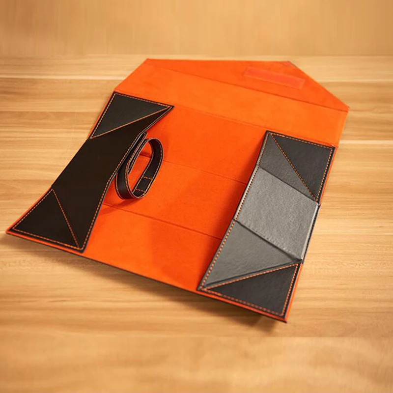 1PC Red Wine Leather Gift Box – Vintage PU Folding Presentation Box, Portable Empty Wine Case for 750ml Bottle, Elegant Retro Packing Display for Gifting & Storage - 图片 5