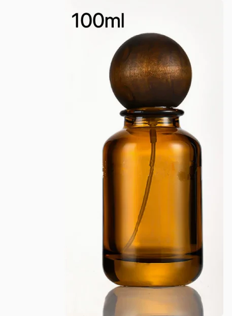 10pcs 30ml 50ml 100ml Brown Glass Perfume Spray Bottles with Wooden Cap | Empty Atomizer Refillable Crimp Neck Containers | Elegant Bayonet Design Reusable Fragrance Bottles for DIY Perfume & Travel Use - 图片 11