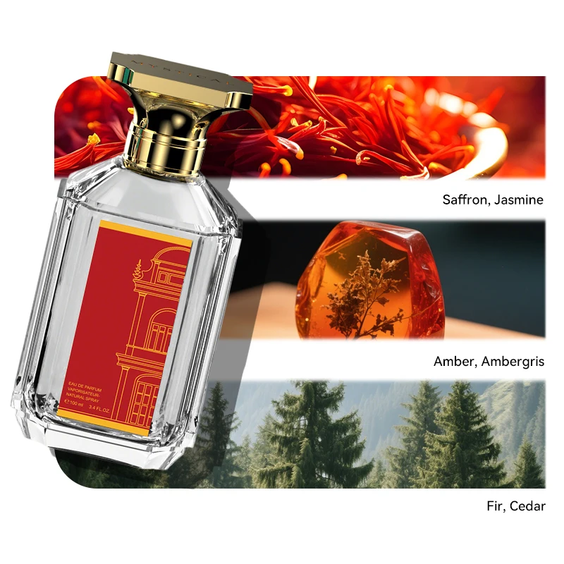 100ml Glass Perfume Bottle with Elegant Gift Box, Refillable Spray Atomizer for Women’s Bacc R.oug 540 Inspired Fragrance, Oriental Woody Saffron Container, Travel Cosmetic Bottle, DIY Fragrance Sub-Bottle - 图片 2