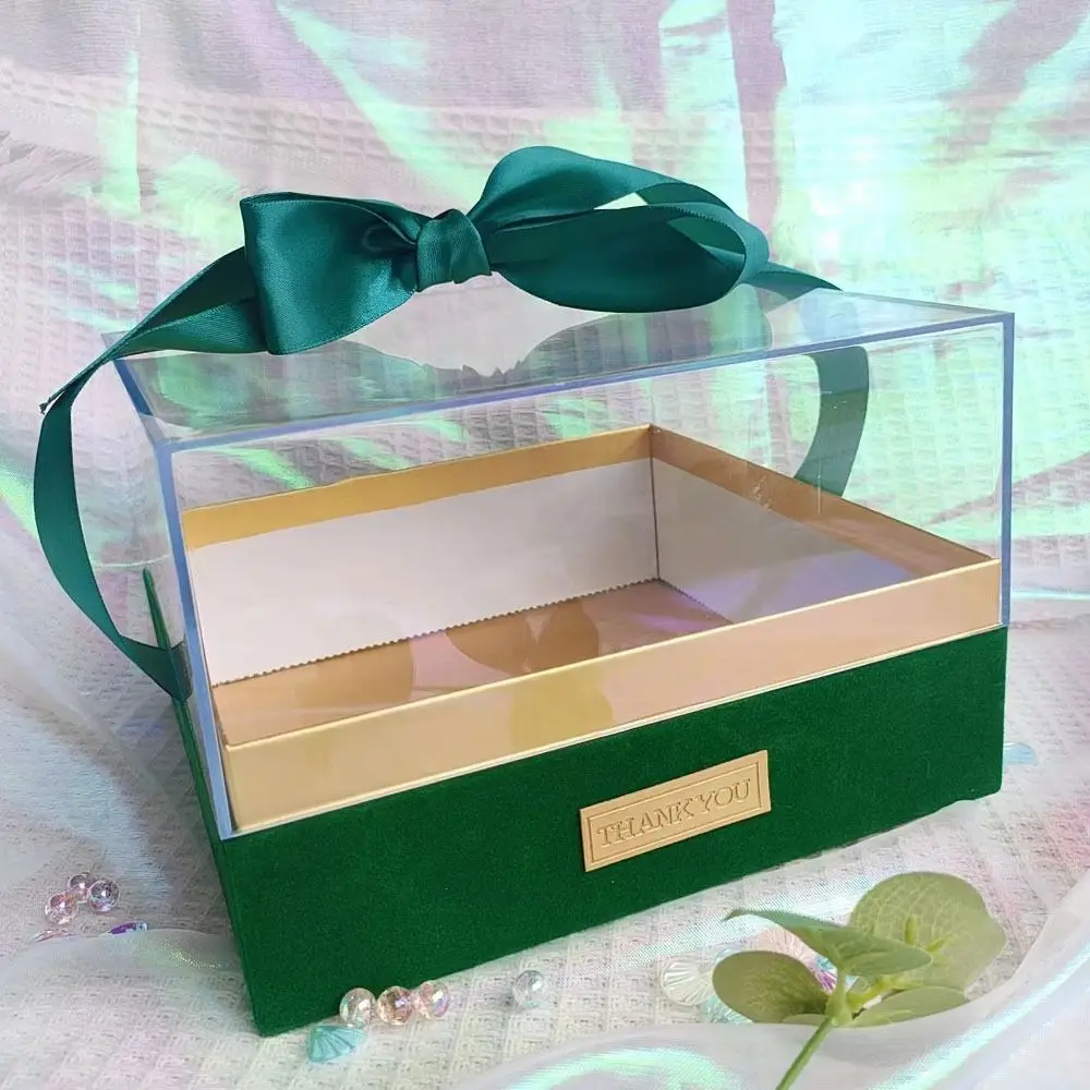 Transparent Wedding Hand Gift Box, Luxury Acrylic Bow Present Container for Valentine's Day, Anniversary, or Special Occasion Gifts, Elegant Light and Stylish Packaging for Weddings and Parties - 图片 8