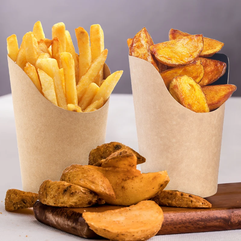20/50pcs Kraft Paper French Fries Cups, Disposable Candy, Snack, Dessert Holders, Food Containers for Wedding, Birthday, Party Decorations, Eco-Friendly Takeout Cups for Catering, Events, Home Use 4