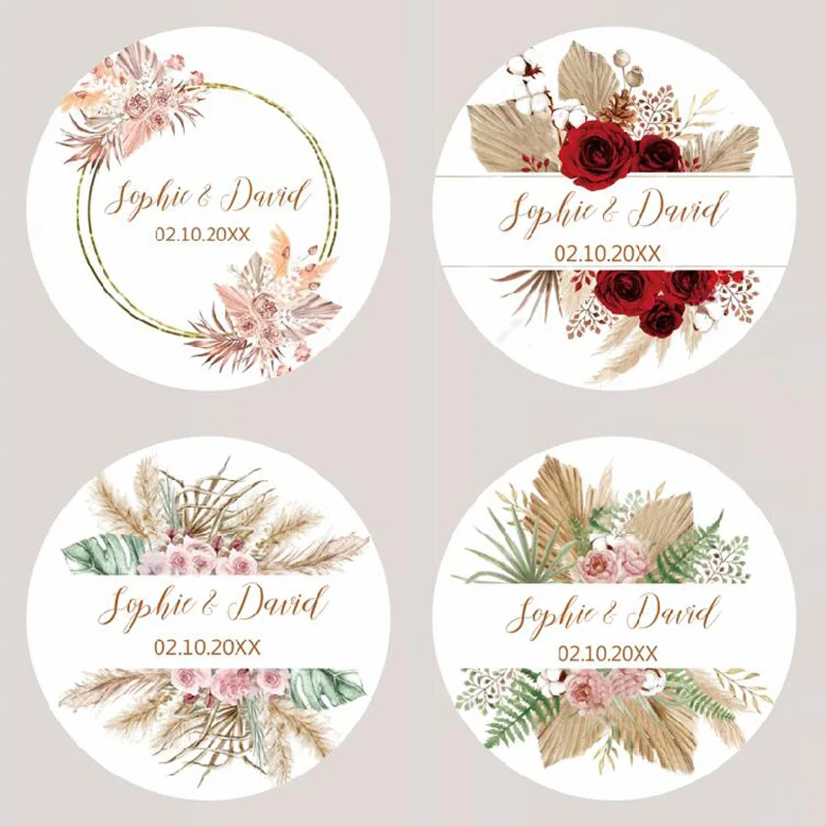 96-Pack Pampas Grass Wedding Stickers – Customizable Sealing Labels for Weddings, Baptisms, Birthdays, Party Decor, Personalized Gift Tags, Event Favors, DIY Craft Stickers for Celebrations 96-Pack Pampas Grass Wedding Stickers – Customizable Sealing Labels for Weddings, Baptisms, Birthdays, Party Decor, Personalized Gift Tags, Event Favors, DIY Craft Stickers for Celebrations - 图片 3
