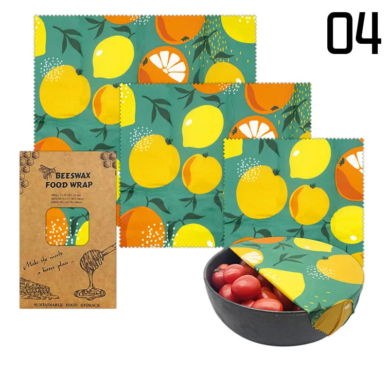 Reusable Beeswax Food Wraps for Fresh Food Storage, Organic Cotton Natural Eco-Friendly Food Packaging Paper for Cheese, Fruits, Vegetables, Bread, Sandwiches, Sustainable Kitchen Storage 3