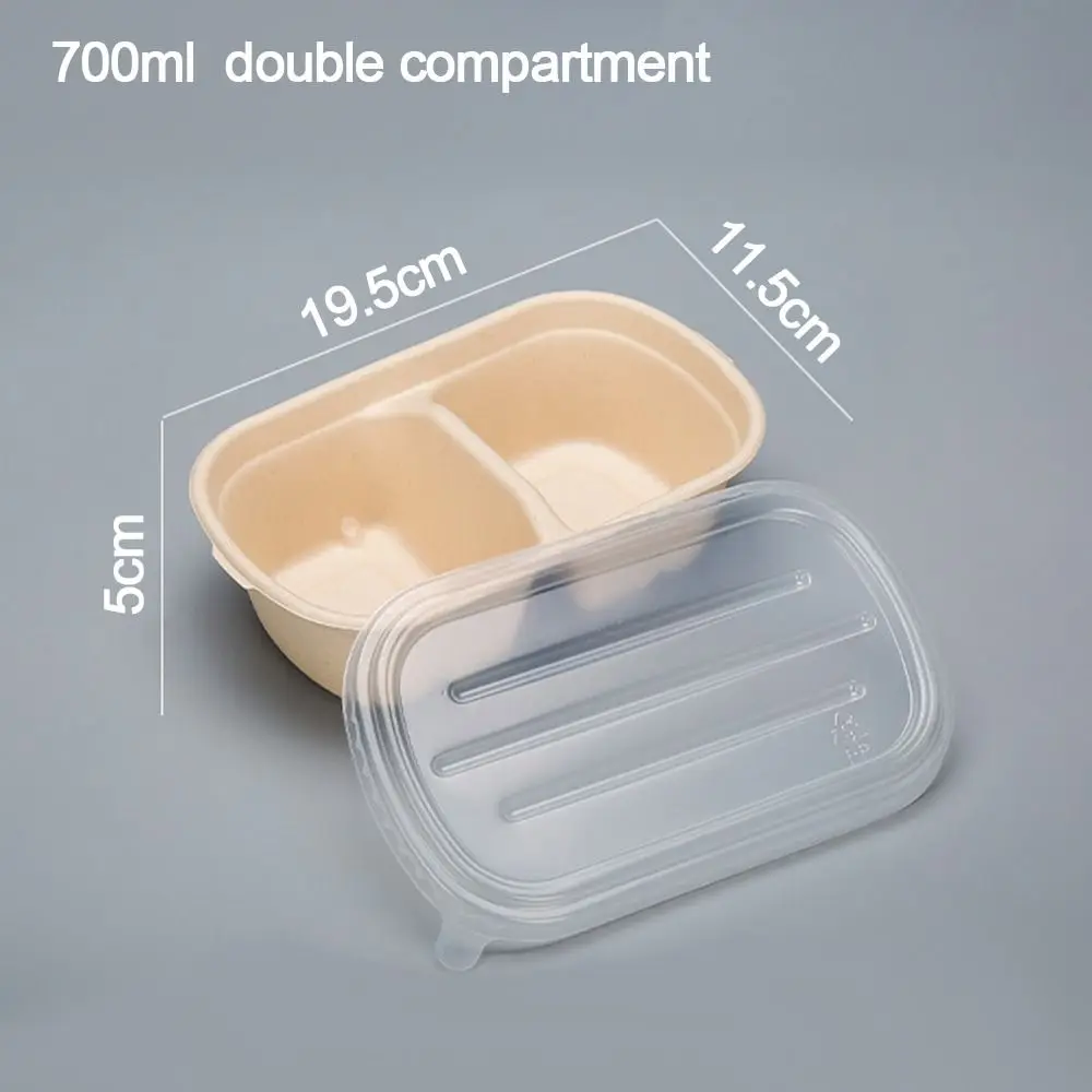 Disposable Degradable Paper Lunch Boxes with Lid 500ml 700ml 850ml 1000ml, Eco-Friendly Pulp Salad Bento Food Containers Oil-Proof Leak-Resistant Takeout Bowls for Hot and Cold Meals, Dessert, Cake, Parties 7