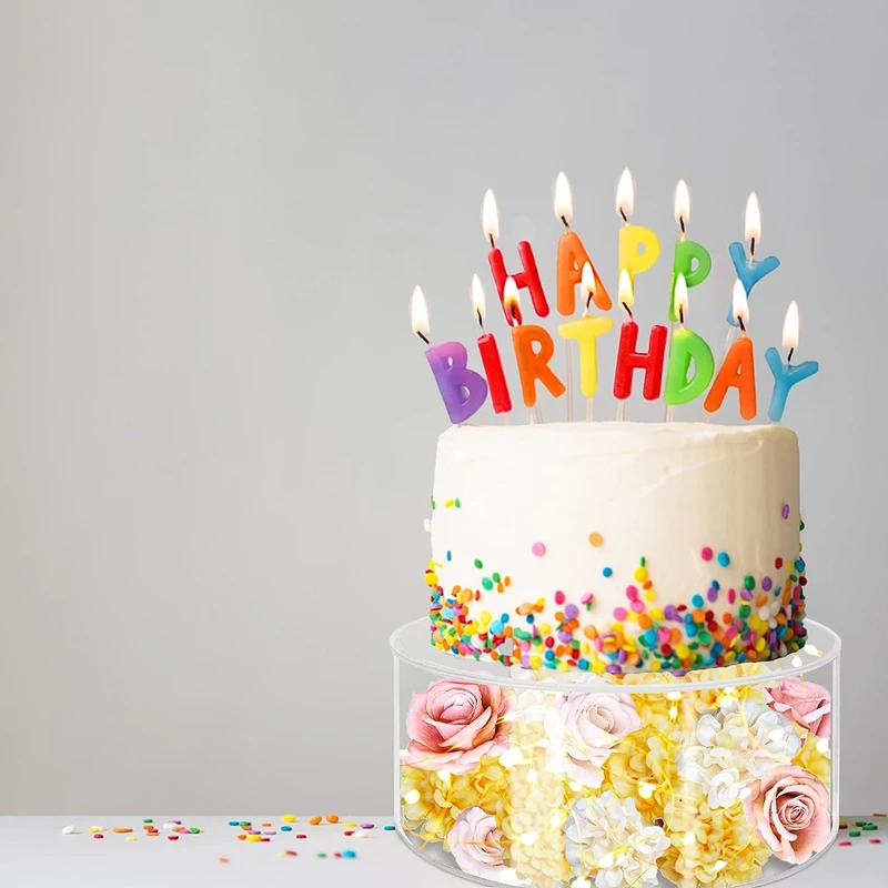 2Pcs Acrylic Cake Stand Fillable Risers, Clear Tiered Cake Display Boxes, Stackable Dessert Stand for Wedding, Birthday, Party, Bakery, Cupcakes, Pastries, Mousse, Holiday Celebration, Elegant Dessert Table Presentation 6