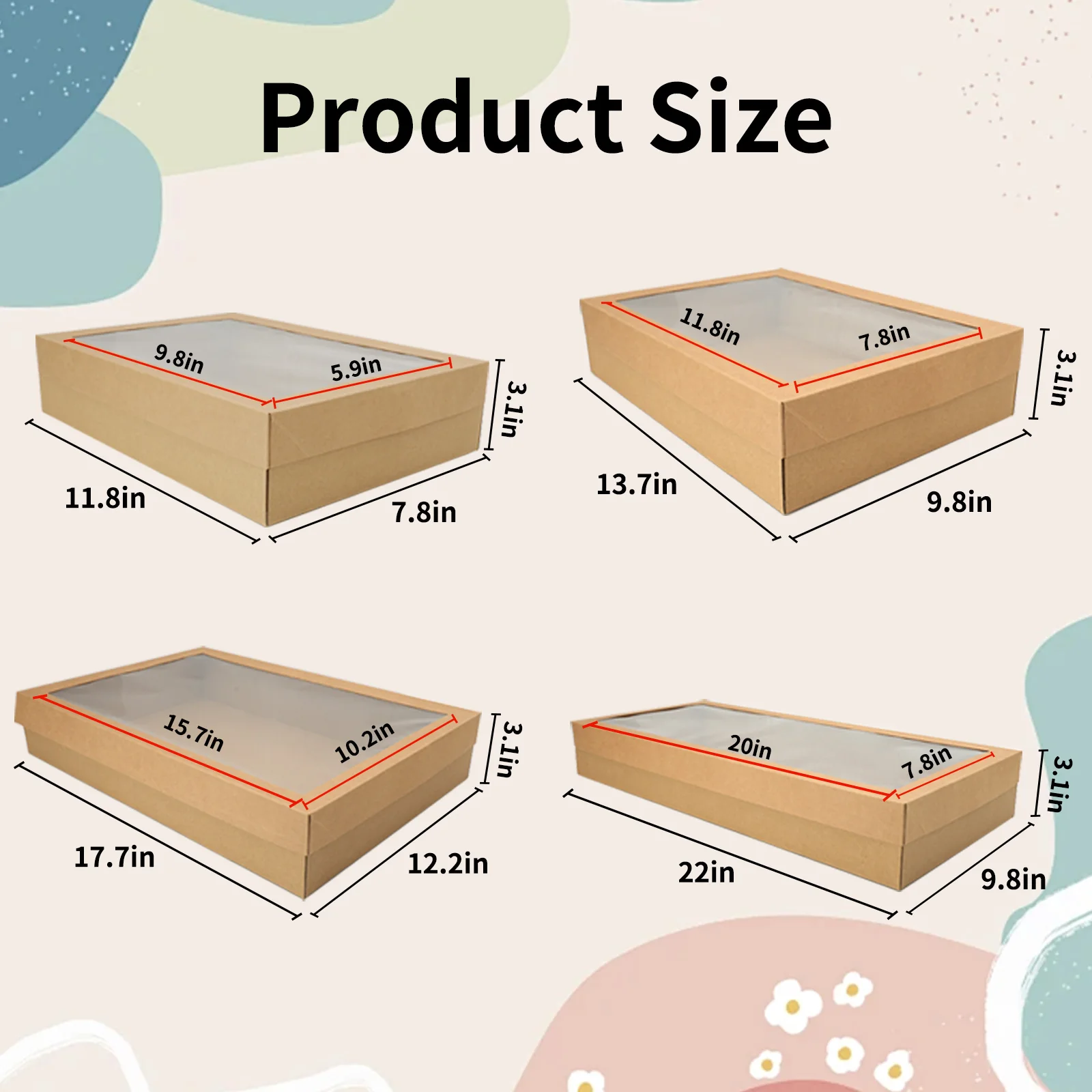2pcs Picnic Kraft Paper Cake Boxes with Clear Windows, Multipurpose Dessert, Fruit and Food Packaging Containers, Takeaway, Home Kitchen, Party, Event, Buffet, BBQ, Picnic Storage and Carry Box - 图片 6