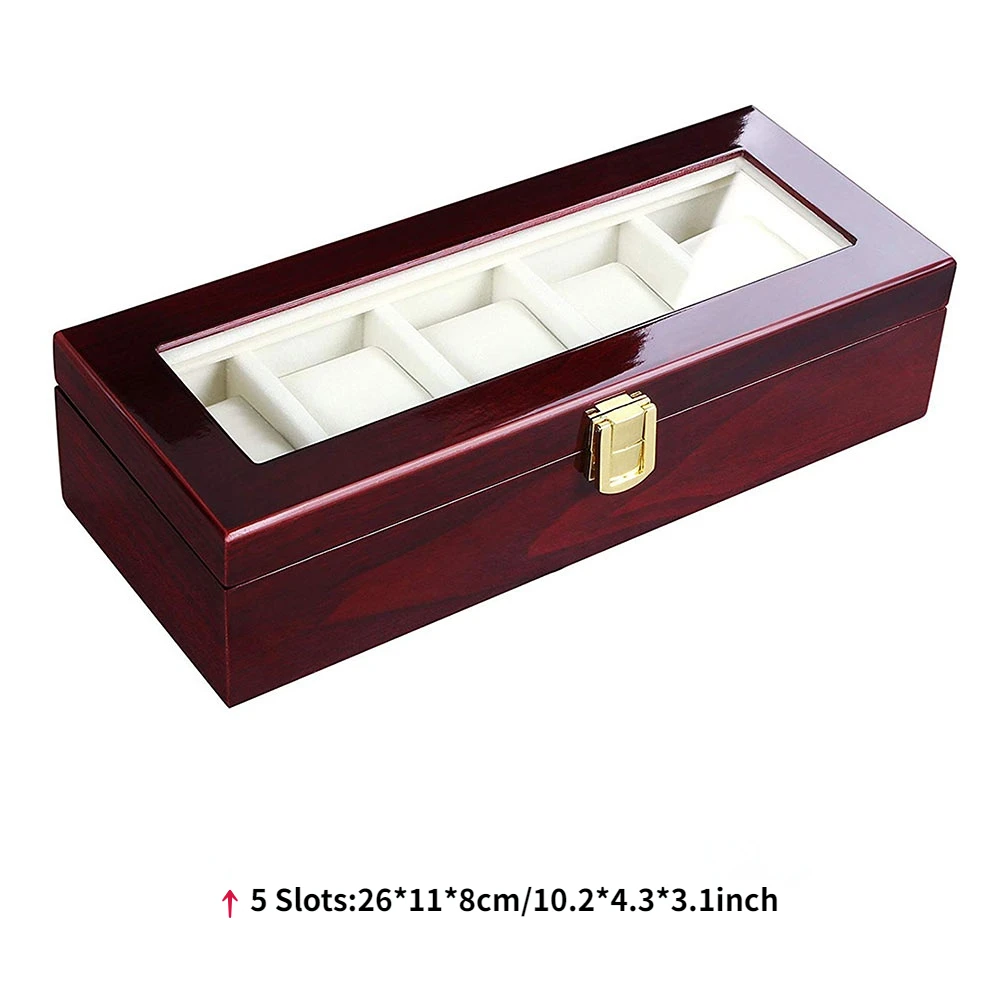 Premium Wooden Watch Storage Box with 1/2/3/5/6/10/12 Grid Compartments, Luxury Multi-Slot Watch Organizer and Jewelry Display Case for Men and Women, Portable Solid Wood Holder with Elegant Design for Collection and Travel - 图片 16
