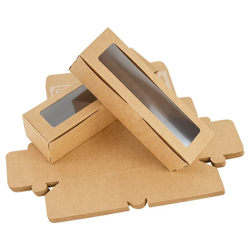 5/10/20 Pack Kraft Paper Macaron Boxes with Clear Window, Dessert Packaging Cupcake Cookie Treat Delivery Boxes for Wedding, Party, Birthday, Bakery, Eco-Friendly Takeaway - 图片 2