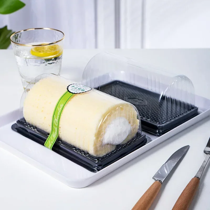 50Pcs Transparent Cake Boxes for Swiss Roll, Sandwich, Hot Dog, Yolk Pastry, DIY Baking Supplies, Food Packaging Containers, Party Favors and Gift Packaging - 图片 4