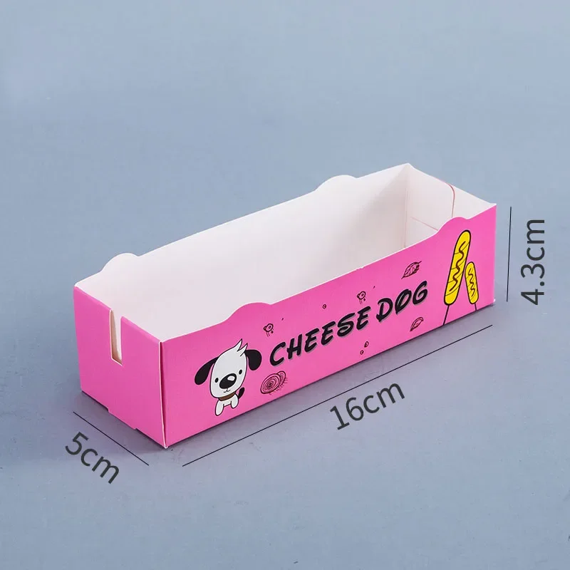 100pcs Disposable Hot Dog Paper Boxes, Food Serving Trays for Parties, Catering, Events, and Takeout, Eco-Friendly Disposable Tableware for Snacks and Meals - 图片 3