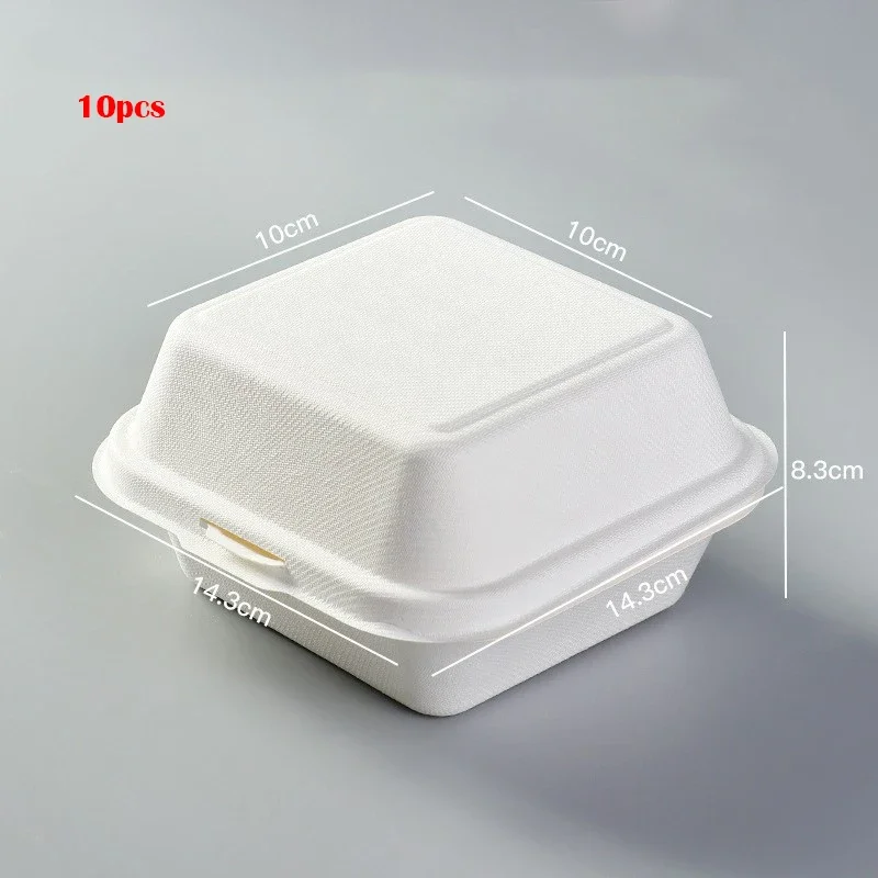 10/20pcs Disposable Bento Food Containers, Biodegradable, Microwave-Safe Lunchboxes for Burgers, Snacks, Desserts, Cakes, Office Meal Prep, Takeout, Eco-Friendly Food Packaging - 图片 7