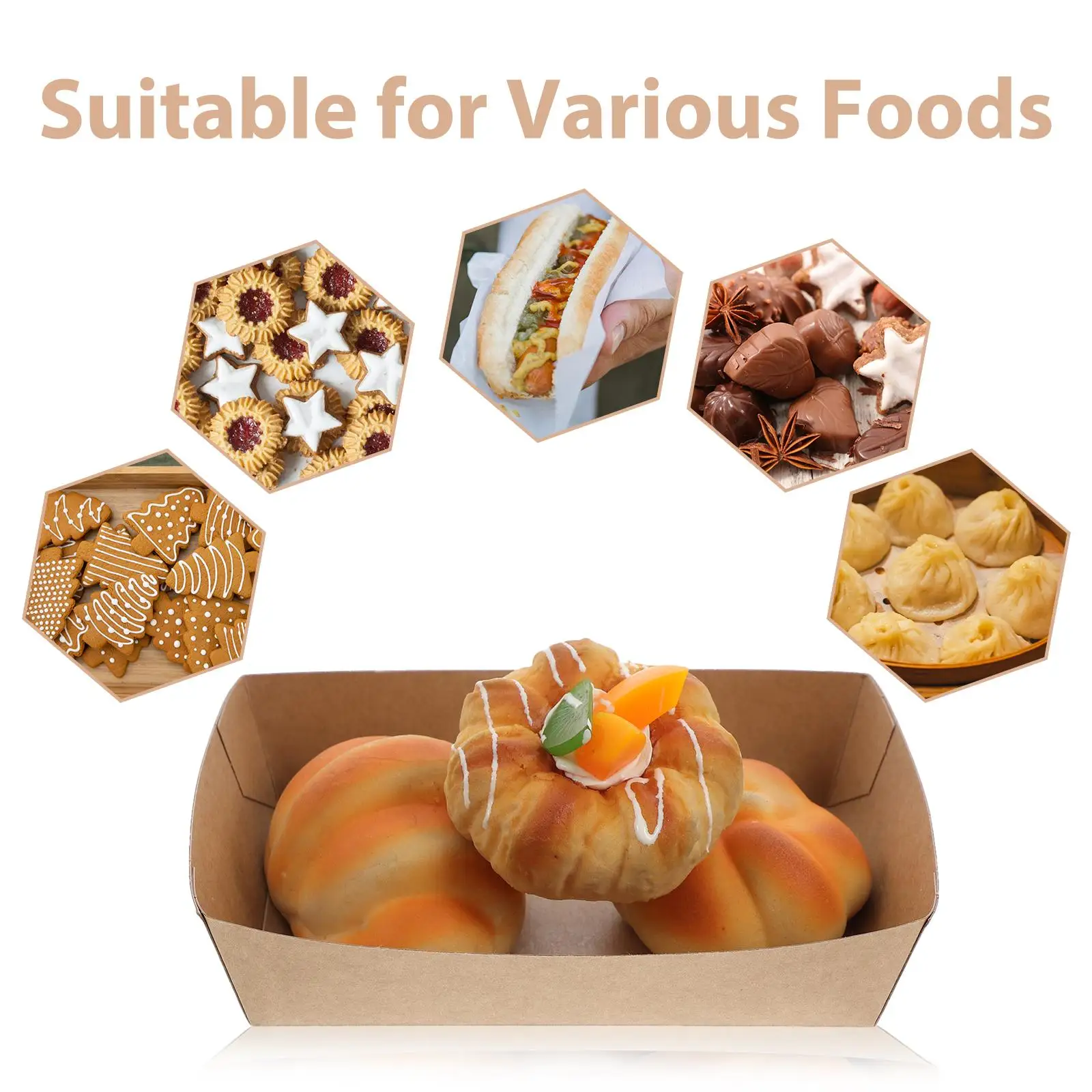 50pcs Disposable Paper Sandwich and Hot Dog Boxes, Kraft Food Boat Trays for Takeout, Picnic, BBQ, Fried Foods, and Party Snacks 21