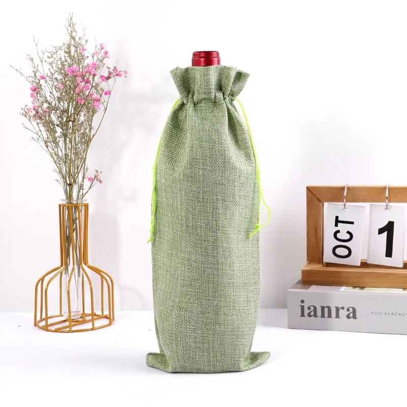 10PCS Burlap Wine Gift Bags Set – Rustic Red Wine Bottle Covers for Champagne or Liquor, Drawstring Pouches for Wedding, Holiday, Party, and Corporate Events, Eco-Friendly Reusable Packaging - 图片 11
