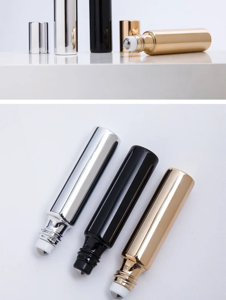 5ml/10ml Metal Roller Refillable Bottle | Mini Glass Perfume & Essential Oil Container, UV-Coated Corrosion-Resistant Glass, Leak-Proof Travel Cosmetic Atomizer, Roll-On Design for Face, Body & Fragrance undefined