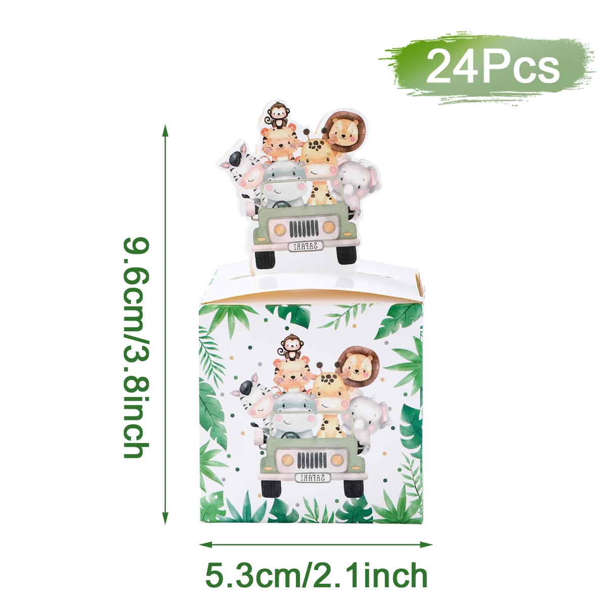24PCS Jungle Safari Animal Candy Boxes, Cute Paper Gift Packaging for Kids Birthday Parties, Baby Showers, Wild One Celebrations, Party Favors, Reusable Decorative Boxes, Factory Direct Supply - 图片 10