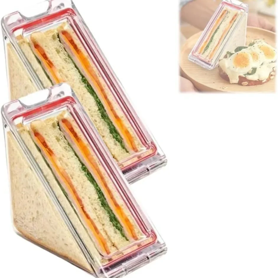 10PCS Triangle Sandwich Container Reusable Airtight Plastic Box, Transparent Portable Cake Slice Holder, Food-Grade Storage Bento Box for Travel, Picnic, Office, School Lunch, Leakproof & Dishwasher Safe