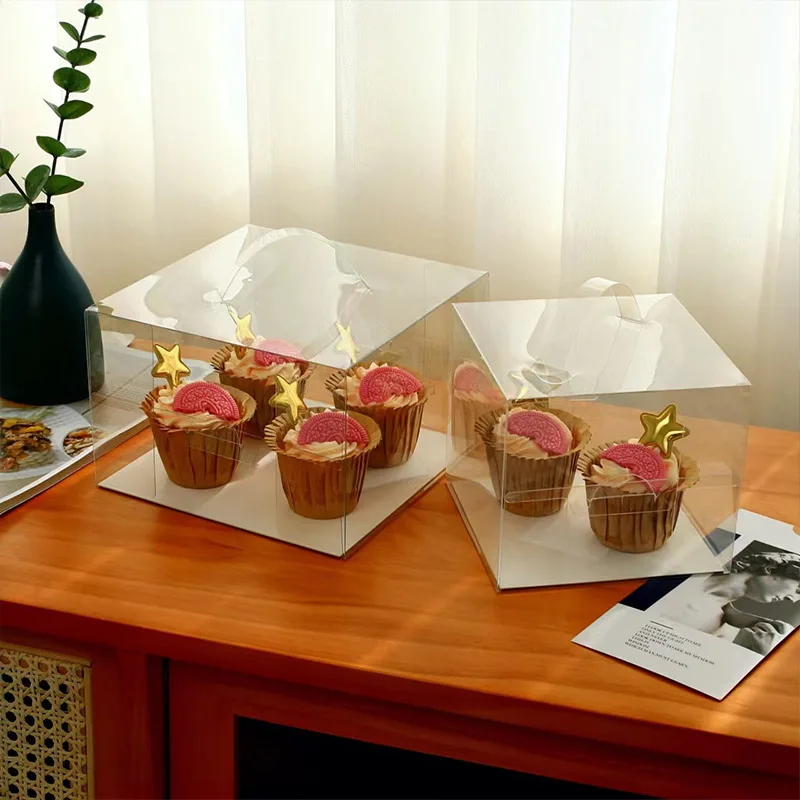 Transparent Cake Packing Boxes with Handle, High-Capacity Clear Cupcake Pastry Gift Wrapping Boxes, Portable Birthday Wedding Baby Shower Cake Boxes for Dessert, Cookies, Chocolate and Bakery Packaging 4