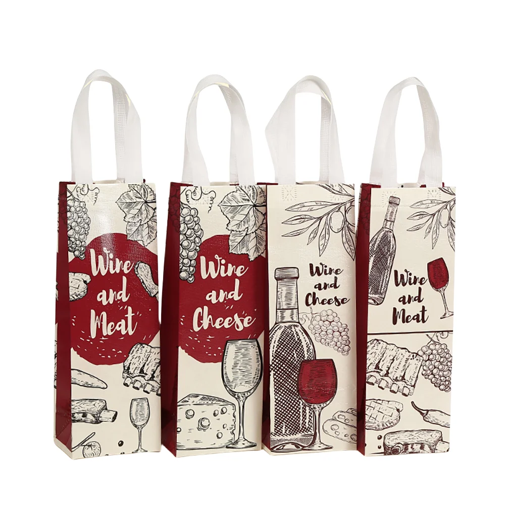 10PCS Wine Bottle Gift Bags Vintage-Style Non-Woven Packaging Bags for Bottles, Luxury Designer Sweets Party Favor Bags, Gourmet Wine Accessories, Elegant Reusable Tote Bags for Holidays and Events - 图片 6