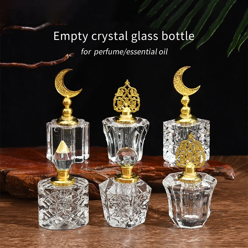 2/10pcs 3ml/5ml Refillable Clear Crystal Glass Essential Oil Bottles – Premium Attar and Perfume Containers with Precision Glass Dropper, Mini Reusable Fragrance Storage for Travel and Personal Use