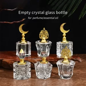 2/10pcs 3ml/5ml Refillable Clear Crystal Glass Essential Oil Bottles – Premium Attar and Perfume Containers with Precision Glass Dropper, Mini Reusable Fragrance Storage for Travel and Personal Use