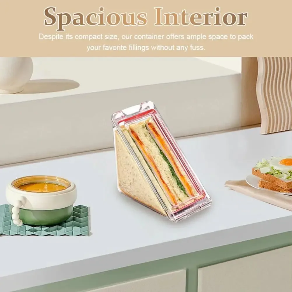 10PCS Triangle Sandwich Container Reusable Airtight Plastic Box, Transparent Portable Cake Slice Holder, Food-Grade Storage Bento Box for Travel, Picnic, Office, School Lunch, Leakproof & Dishwasher Safe - 图片 4