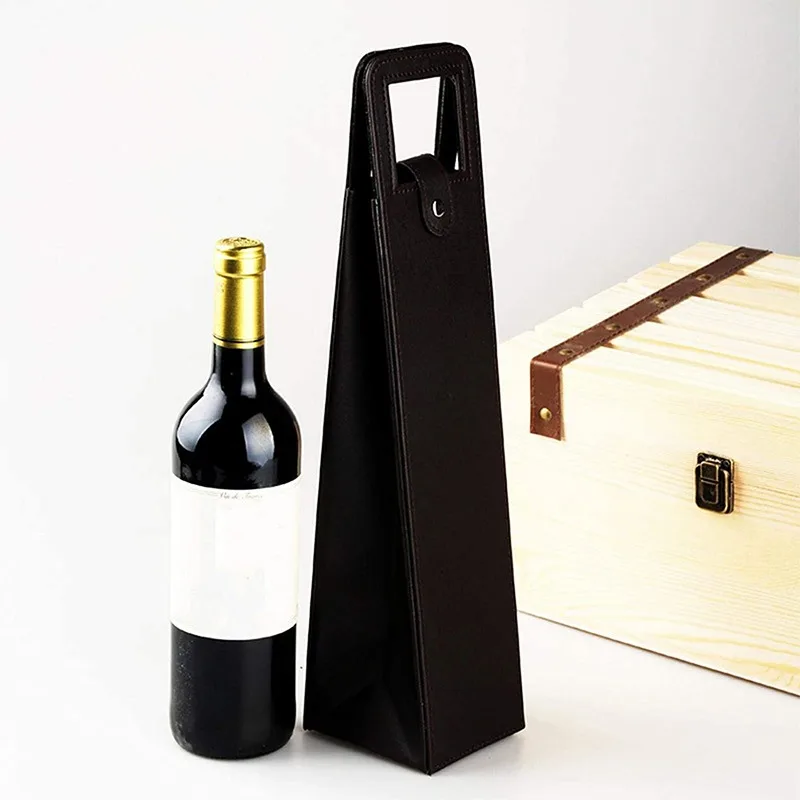 Red Wine Packaging Bags Leather Boxes for Gift Presentation, Single Bottle Wine Glass Storage Bag, Universal Reusable Packaging Tote, Luxury Party & Holiday Packaging Solution