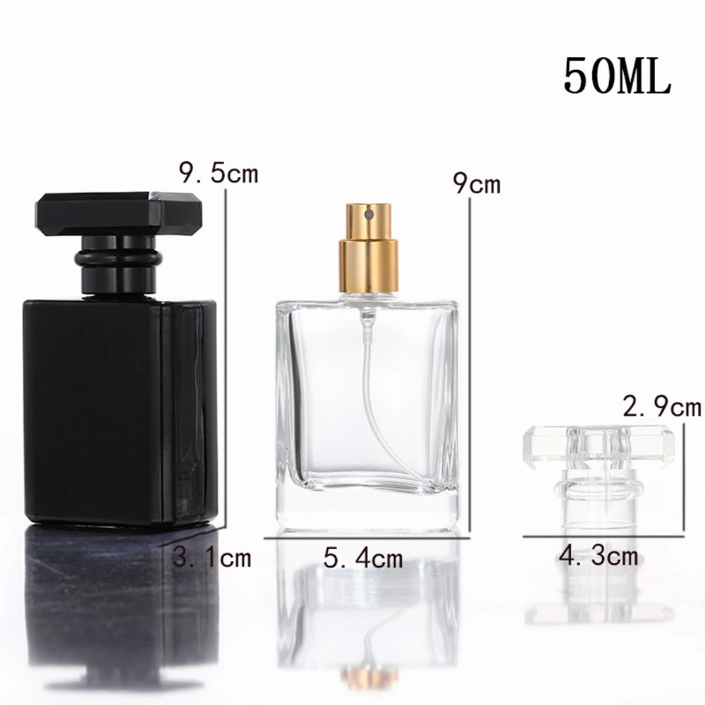 5/10/20PCS Empty Glass Spray Bottles Refillable 30ml 50ml Mini Fine Mist Perfume Atomizer Travel Portable Pocket Bottle with Black or Clear Cap for Cosmetic, Cologne, Essential Oil, Room Freshener