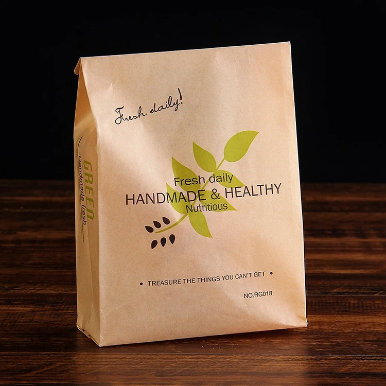 50 Pieces Kraft Paper Food Bags with Transparent Window, Green Leaf Design, Oil-Resistant Laminated Packaging for Cake, Cheese, Bread, Toast, Bakery & Sandwich Storage, Multiple Sizes S/M/L - 图片 7