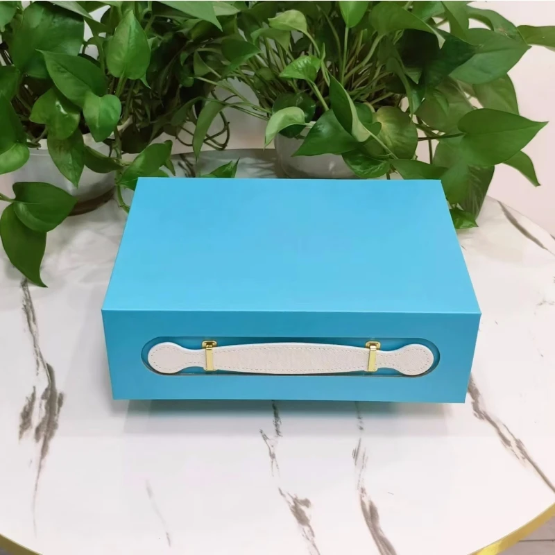 100pcs Solid Color Flip Cover Folding Packaging Gift Boxes with Handle, Manufacturer Customized Handheld Flat Bottom Cardboard Boxes for Gift Wrapping, Retail, and Event Packaging Solutions - 图片 6