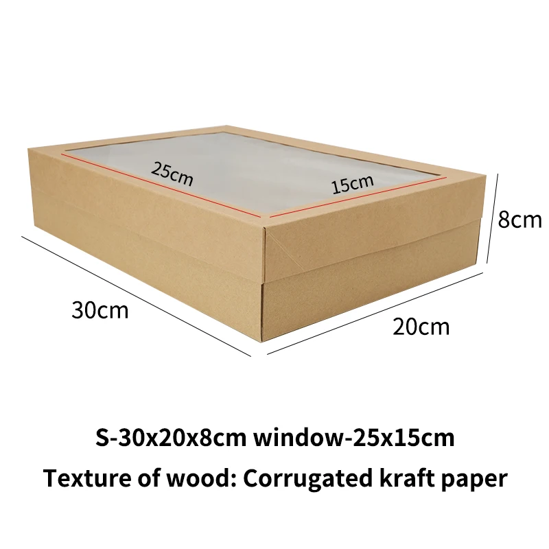 2pcs Picnic Kraft Paper Cake Boxes with Clear Windows, Multipurpose Dessert, Fruit and Food Packaging Containers, Takeaway, Home Kitchen, Party, Event, Buffet, BBQ, Picnic Storage and Carry Box - 图片 9
